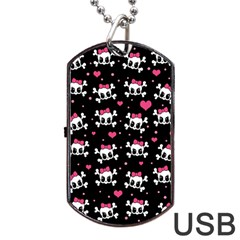 Cute Skulls  Dog Tag Usb Flash (one Side) by Valentinaart