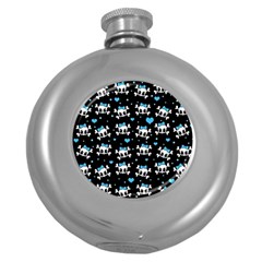 Cute Skulls  Round Hip Flask (5 Oz) by Valentinaart