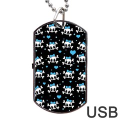 Cute Skulls  Dog Tag Usb Flash (two Sides) by Valentinaart