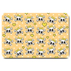 Cute Skull Large Doormat  by Valentinaart