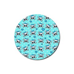 Cute Skull Rubber Coaster (round) 