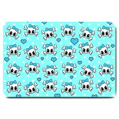 Cute Skull Large Doormat  by Valentinaart