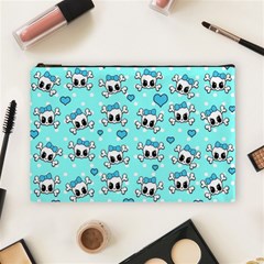 Cute Skull Cosmetic Bag (large)  by Valentinaart