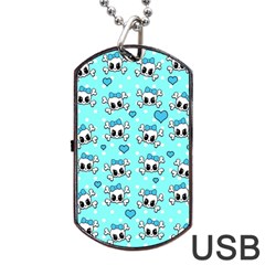 Cute Skull Dog Tag Usb Flash (one Side) by Valentinaart