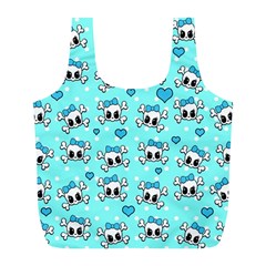 Cute Skull Full Print Recycle Bags (l)  by Valentinaart