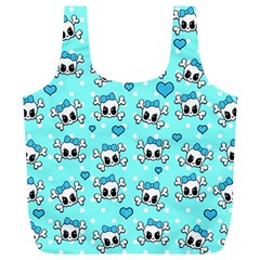 Cute Skull Full Print Recycle Bags (l)  by Valentinaart