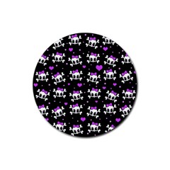 Cute Skull Rubber Coaster (round) 