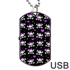 Cute Skull Dog Tag Usb Flash (two Sides) by Valentinaart