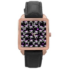 Cute Skull Rose Gold Leather Watch  by Valentinaart