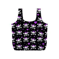 Cute Skull Full Print Recycle Bags (s)  by Valentinaart