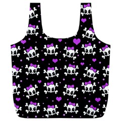 Cute Skull Full Print Recycle Bags (l)  by Valentinaart