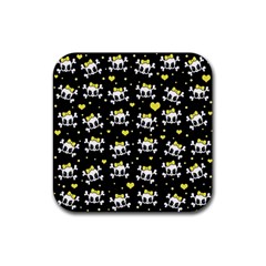 Cute Skull Rubber Coaster (square)  by Valentinaart