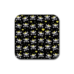 Cute Skull Rubber Square Coaster (4 Pack)  by Valentinaart