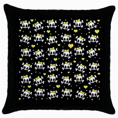 Cute Skull Throw Pillow Case (black) by Valentinaart