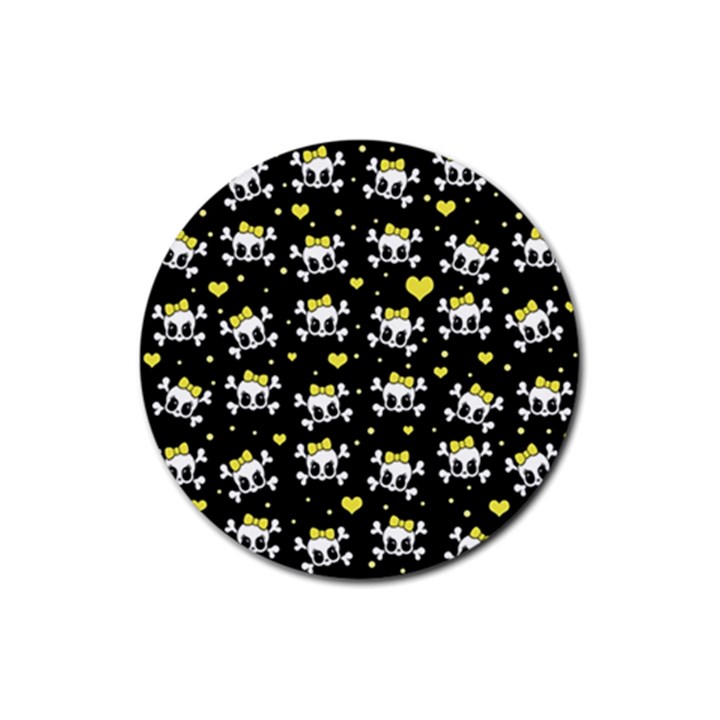 Cute skull Rubber Round Coaster (4 pack) 