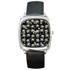 Cute Skull Square Metal Watch by Valentinaart