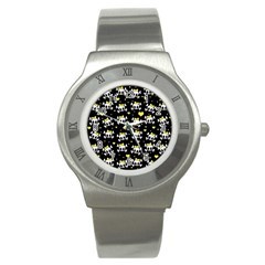 Cute Skull Stainless Steel Watch by Valentinaart