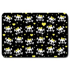 Cute Skull Large Doormat  by Valentinaart