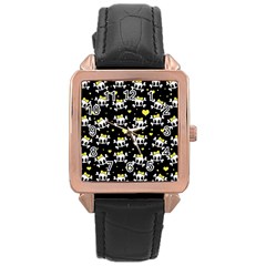 Cute Skull Rose Gold Leather Watch  by Valentinaart