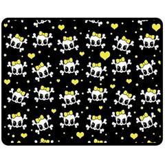 Cute Skull Double Sided Fleece Blanket (medium)  by Valentinaart