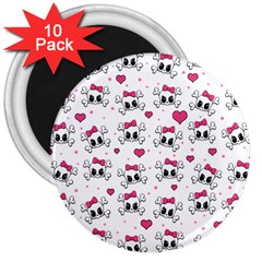 Cute Skull 3  Magnets (10 Pack)  by Valentinaart