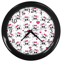 Cute Skull Wall Clocks (black) by Valentinaart