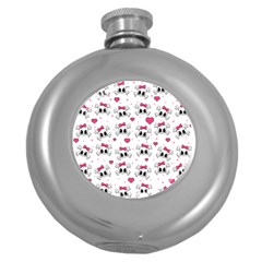 Cute Skull Round Hip Flask (5 Oz) by Valentinaart