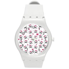 Cute Skull Round Plastic Sport Watch (m) by Valentinaart