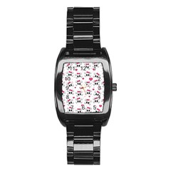 Cute Skull Stainless Steel Barrel Watch by Valentinaart