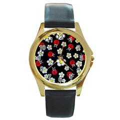 Sixties Flashback Round Gold Metal Watch