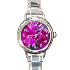 Pretty In Fuchsia Round Italian Charm Watch by dawnsiegler