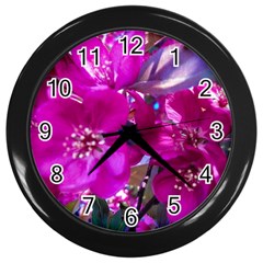 Pretty In Fuchsia Wall Clocks (black) by dawnsiegler