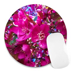 Pretty In Fuchsia 2 Round Mousepads by dawnsiegler