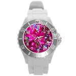 Pretty In Fuchsia 2 Round Plastic Sport Watch (L) Front