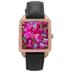 Pretty In Fuchsia 2 Rose Gold Leather Watch  by dawnsiegler