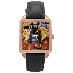 Anubis Rose Gold Leather Watch  by dawnsiegler