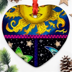 Celestial Skies Heart Ornament (two Sides) by dawnsiegler