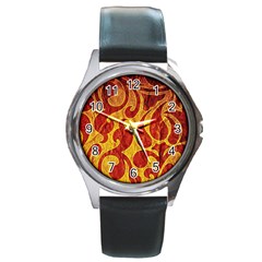 Abstract Pattern Round Metal Watch