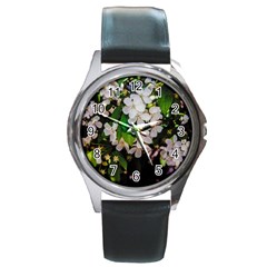 Tree Blossoms Round Metal Watch by dawnsiegler