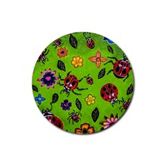 Lucky Ladies Rubber Coaster (round)  by dawnsiegler