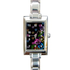 Floral Rhapsody Pt 1 Rectangle Italian Charm Watch by dawnsiegler