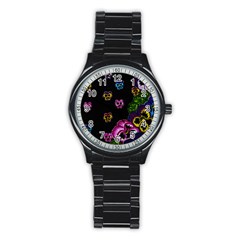 Floral Rhapsody Pt 1 Stainless Steel Round Watch by dawnsiegler