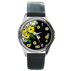 Floral Rhapsody Pt 3 Round Metal Watch by dawnsiegler