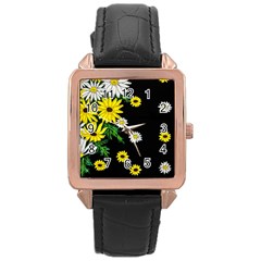 Floral Rhapsody Pt 3 Rose Gold Leather Watch  by dawnsiegler