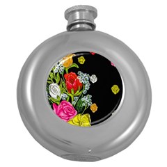 Floral Rhapsody Pt 4 Round Hip Flask (5 Oz) by dawnsiegler