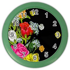 Floral Rhapsody Pt 4 Color Wall Clocks by dawnsiegler