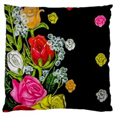 Floral Rhapsody Pt 4 Large Flano Cushion Case (one Side) by dawnsiegler