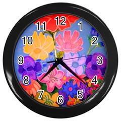 Spring Pastels Wall Clocks (black) by dawnsiegler