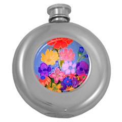 Spring Pastels Round Hip Flask (5 Oz) by dawnsiegler