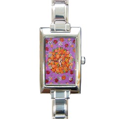 Floral Sphere Rectangle Italian Charm Watch by dawnsiegler